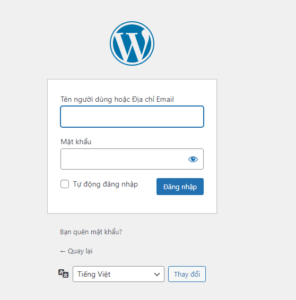 Khung đăng nhập wordptress admin